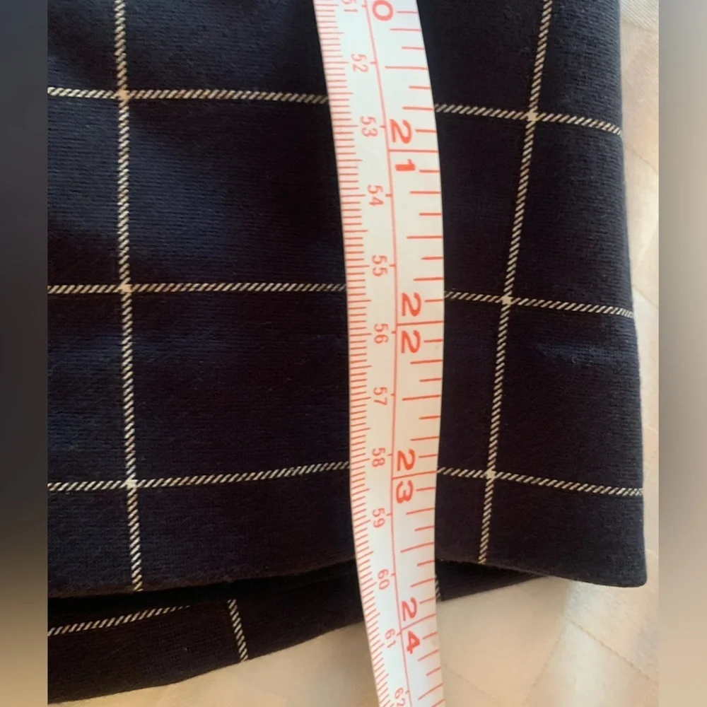Ann Taylor Navy Blue Square-Pattern Lined Tailored Skirt Rayon Blend; Size 10